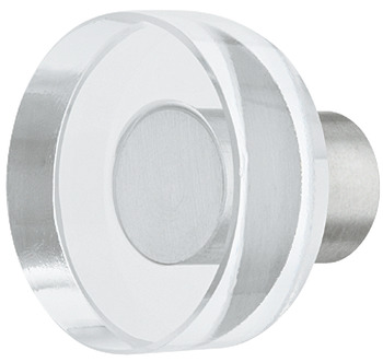 Knob stst/glass clear 25x22mm