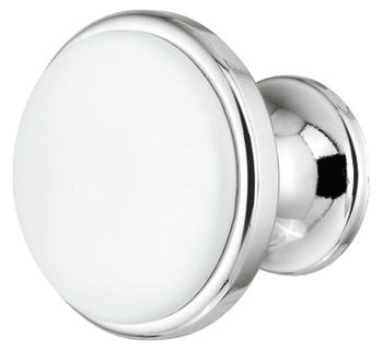 KNOB CHR. POL./WHITE 34X27MM K-U-Z-05
