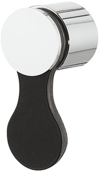 Knob chr.pol./lea.bla. 25x27mm